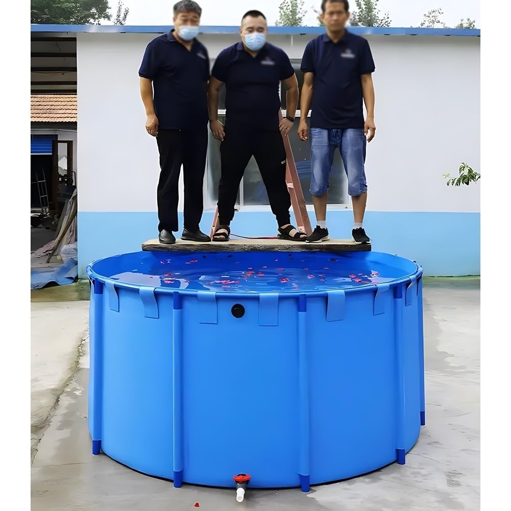 Estanque De Peces Redondo Para Exteriores Con Estructura Duradera, Piscina Elevada Para Acuario, Lona Plegable Grande Para Exteriores, Para Cría De Koi Agrícola, Fácil De Instalar(1.8x1.2 m/70.9x47.2
