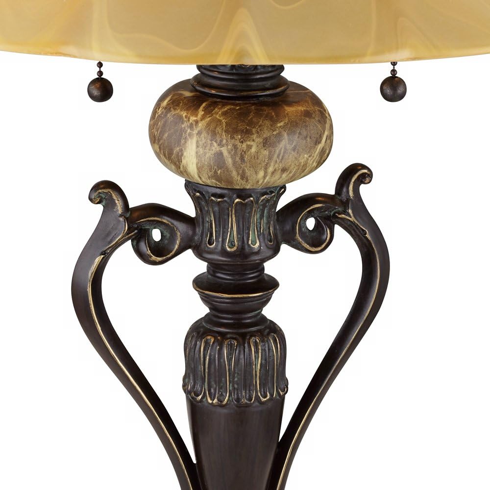Free Shipping Over $50 Amor Collection Glass Shade Accent Table Lamp in Bronze