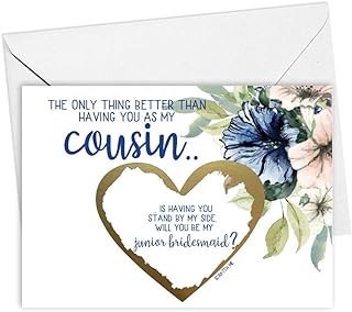 Junior Bridesmaid Proposal Scratch Off Card For Cousin | Will You Be My Junior Bridesmaid Proposal Card Navy and Blush
