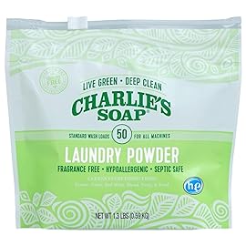 Charlie\'s Soap - Unscented Laundry Powder 50 Loads (Six 50-load Bags, 300 Total Loads)