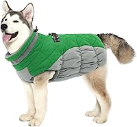 Vista 11 de Lelepet Abrigo cálido para perro, abrigo de invierno para perro, chaqueta impermeable para perros con arnés integrado reflectante para mascotas