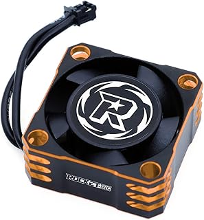 Surpass ESC Cooling Fan 25x25mm 32000RPM/8.5V Metal Cooling Fan Turbo ESC Heat Dissipation for 1/10 1/8, 1/12 RC Car TS120 TS160 TS120V2 TS160V2 (Black+Orange)