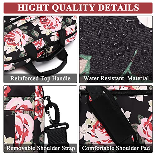 Ravuo Floral Laptop Bag For Women, Water Resistant 15.6 Inch Shockproof Shoulder Bag Sleeve Case Business Briefcase With Shoulder Strap #TOP2