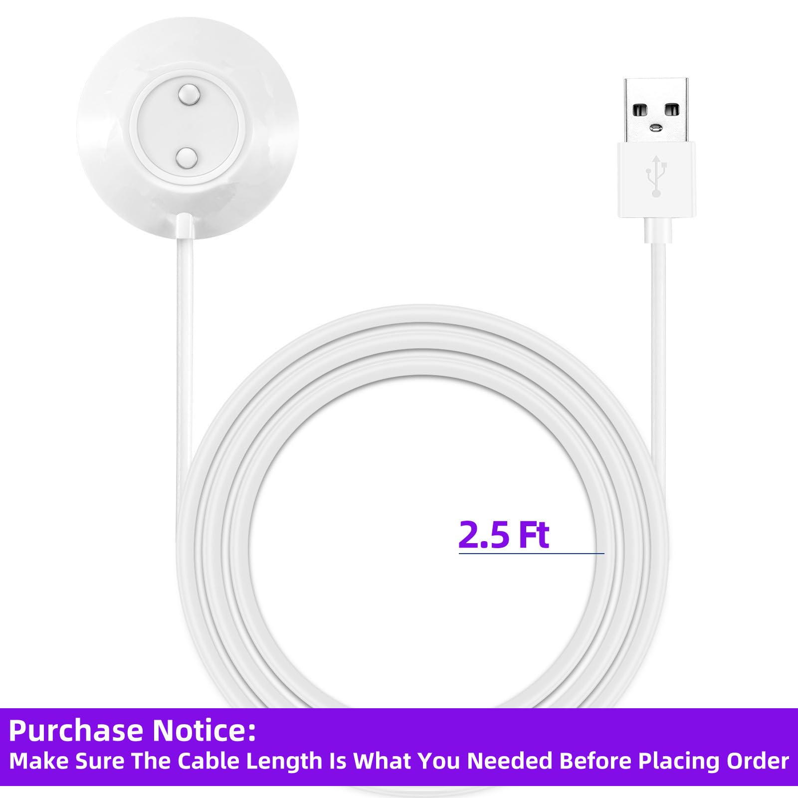 Densleonis Rose Charger, Replacement Rose Standing Base Dock Station, Magnetic Fast Charging USB Cable Charger for Rose - 2 Pack, 2.5Ft