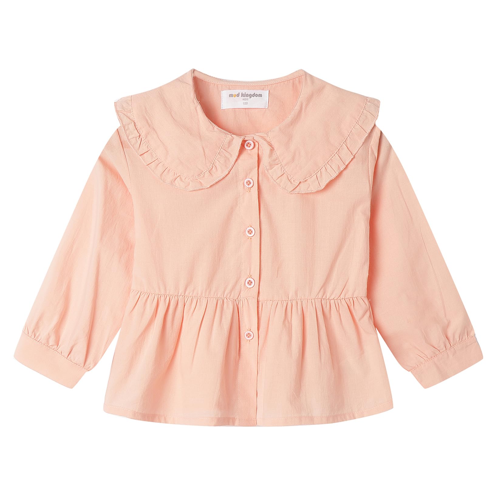Mud Kingdom Girls Blouse Shirts Spring Fall Long Sleeve Button-Down Top Ruffle Collar