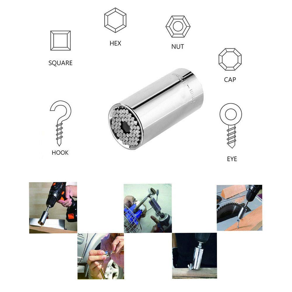 BE-TOOL Universal-Steckschlüssel-Adapter – Passt Auf 5–14 Mm Muttern (1/4 Zoll, Verchromt)