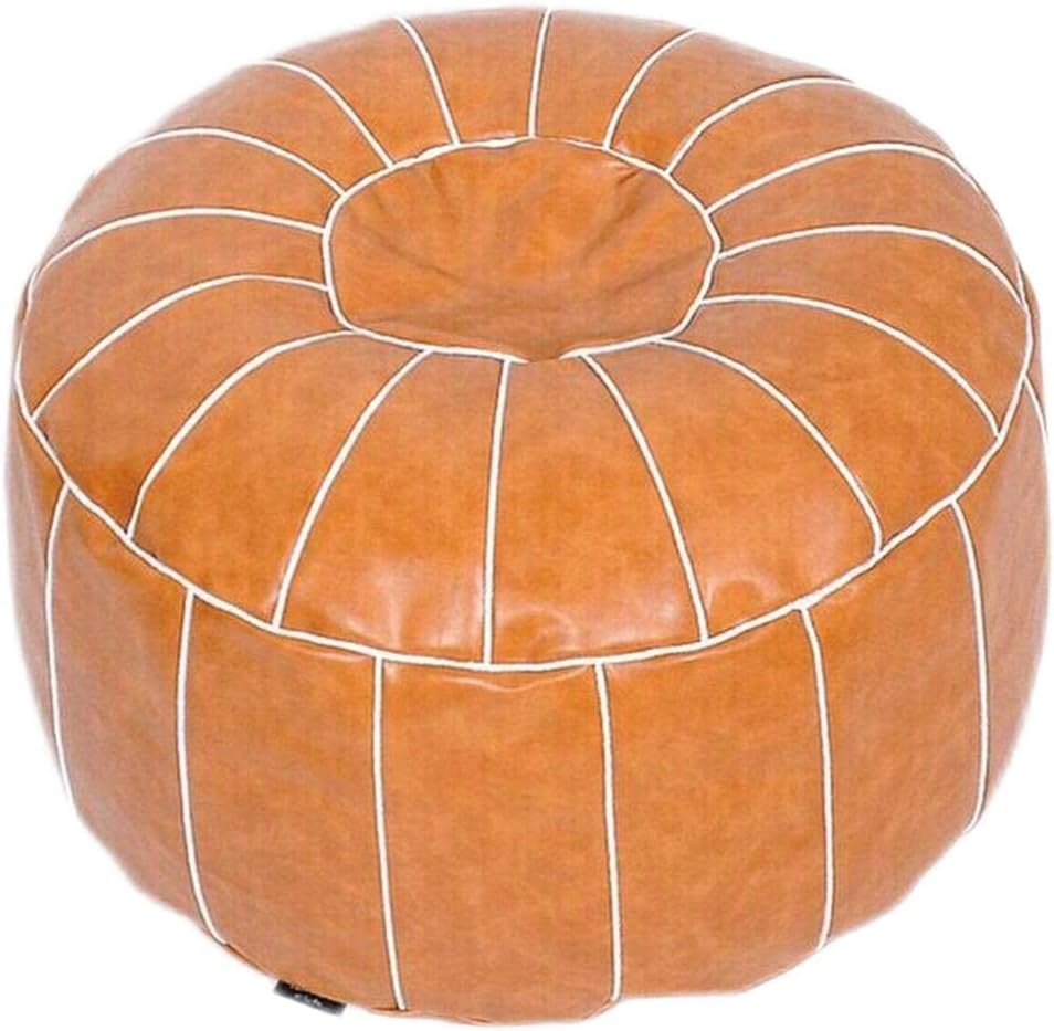 Faux Leather Ottoman Cover for Patio Seating, Yellow