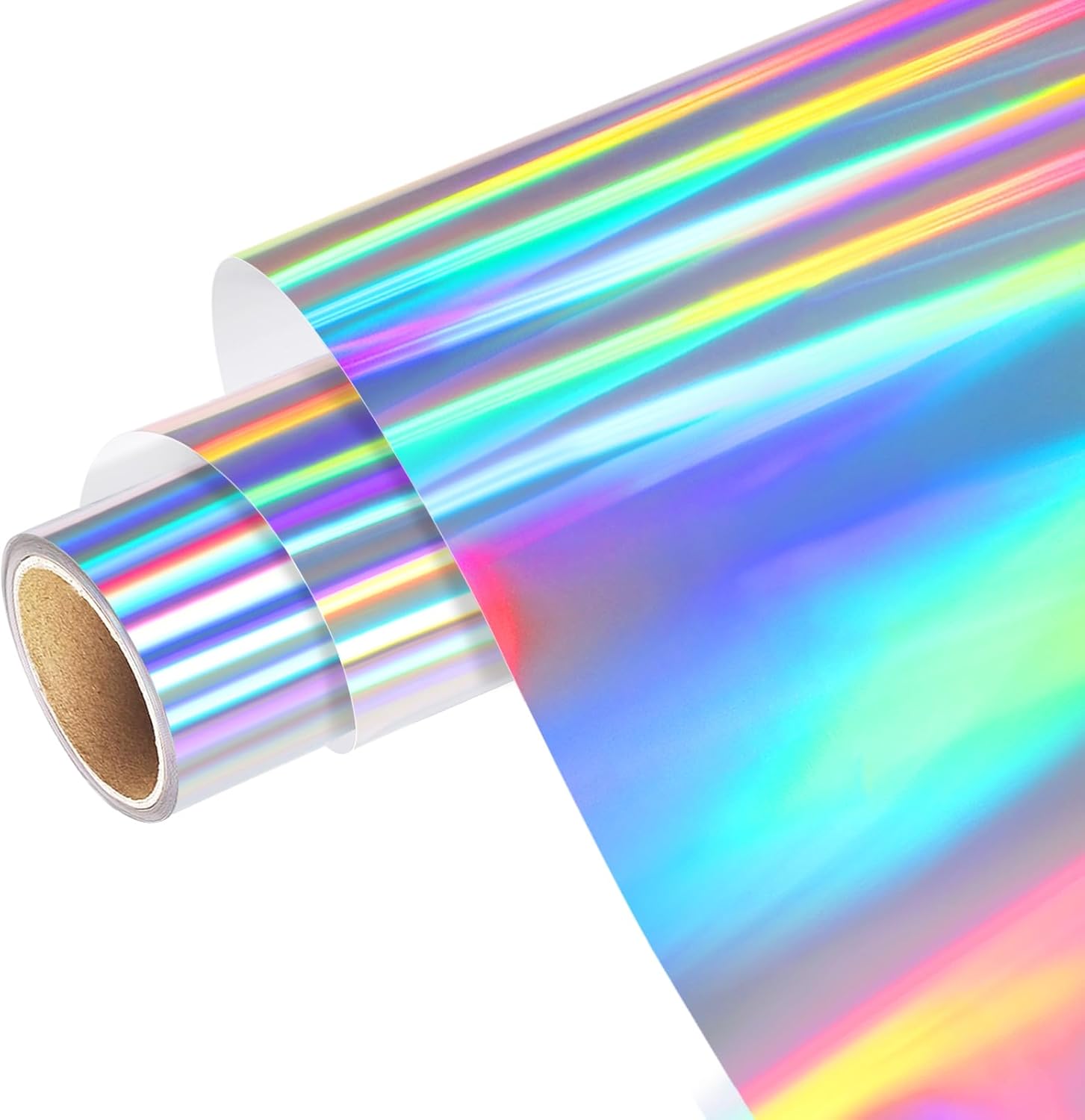 WRAPXPERT Holographic Vinyl,12" x5ft Silver Holographic Permanent Vinyl for Halloween Decorations, Rainbow Silver Adhesvie Roll for Cricut Silhouette Cameo