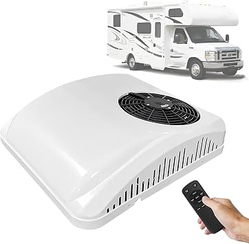 RV Air Conditioner, 45dB 2-in-1 RV Rooftop Air Conditioner for Heater and Cooling, 8000BTU /3412 BTU Non-Ducted, Easy-to-install RV DC Unit for RVs, Camper and Trucks, Trailer, Caravan,24V
