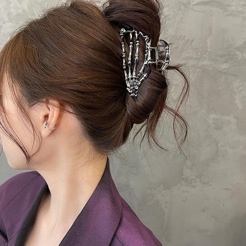 Amazon.com : Punk Skeleton Hand Hair Clips - Metal Skull Jaw  display picture 2