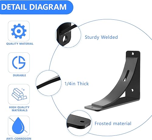 Miniatura 9 de SPACEEUP 2 soportes de estante resistentes de 4 x 5 pulgadas, capacidad de carga de 450 libras, soportes de estantería L para estantes flotantes,