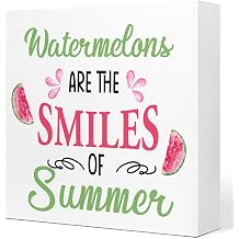 Watermelons are The Smiles of Summer Wooden Plaque Sign Desk Decor,Rustic Summer Watermelon Wood Block Sign Desk Decorations for Country Home Kitchen Farm Garden Shelf Table Decor
