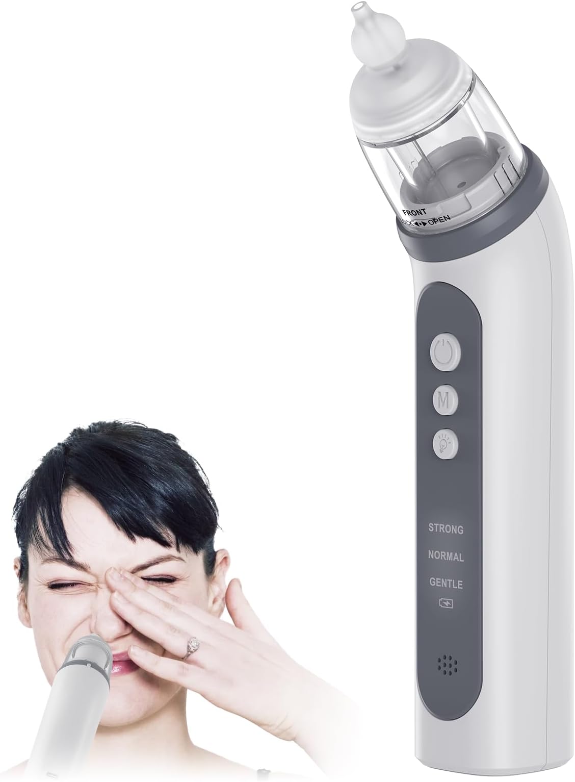Ear Pressure Relief Device - Unblocking Eustachian Tube, Balancing Ear Pressure, Relieving Discomfort, Grey Nasal Aspirator for Child & Adult, Plastic, Grey