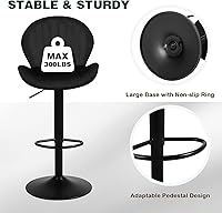 Vista 28 de Juego de 2 taburetes de bar modernos, taburetes de bar giratorios de altura ajustable de terciopelo, sillas de encimera de isla de cocina sin brazos