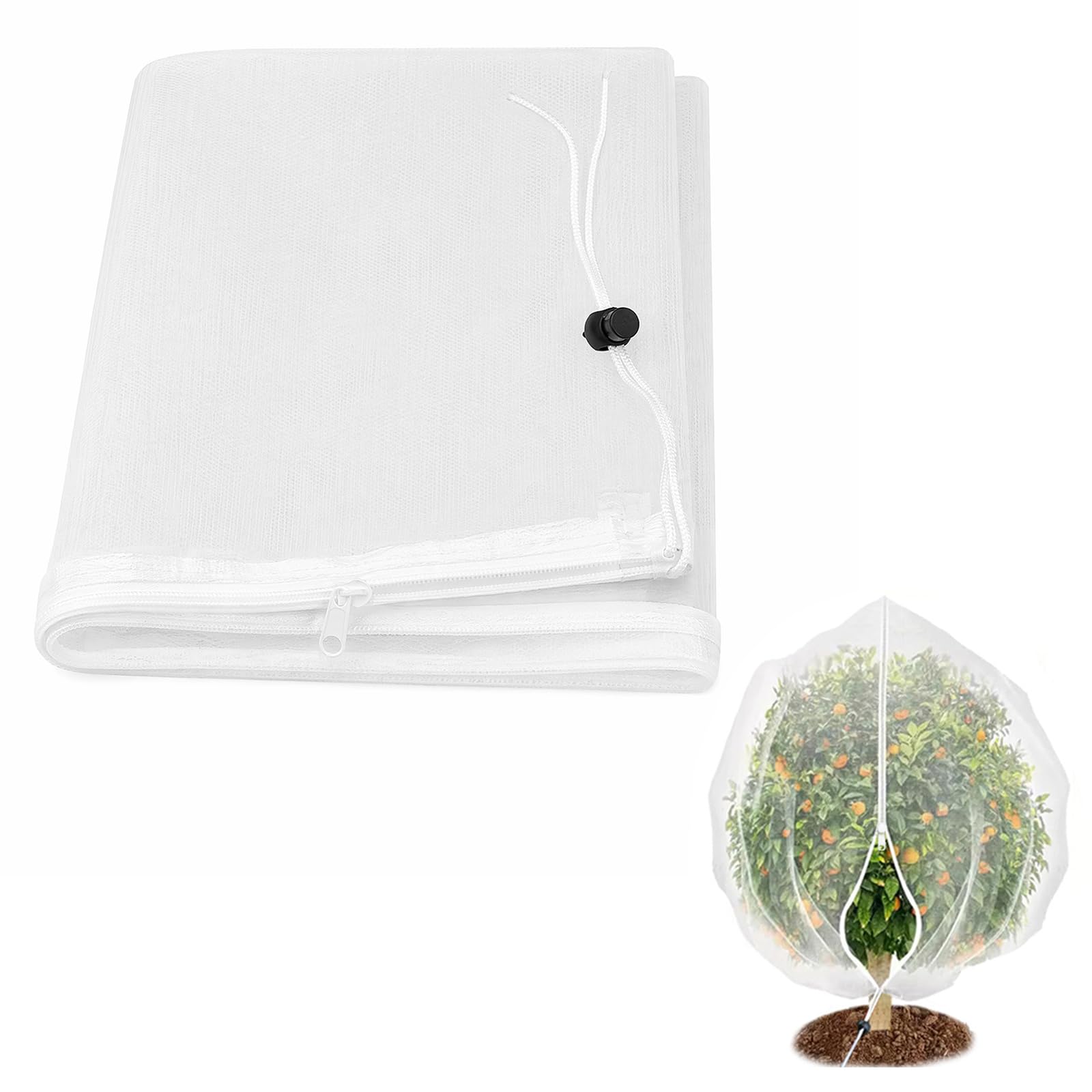 Solvio 1.8x1.8m Large Bird Protection Netting, Garden Fruit Tree Net with Zipper and Drawstring for Cherry Blueberry Strawberry Plants