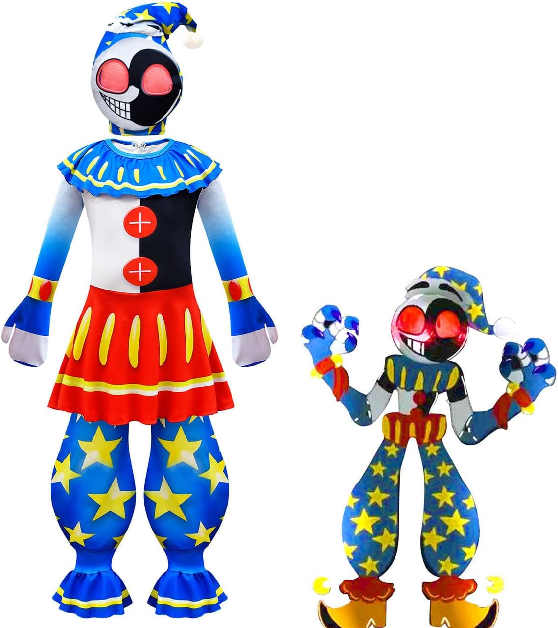 Zhongkaihua FNAF Security Breach Fazbear's Piazzaria Sun Moon Cosplay Outfit Bodysuit Onesie Kid Role Play Anime Halloween Party Carnival Costume