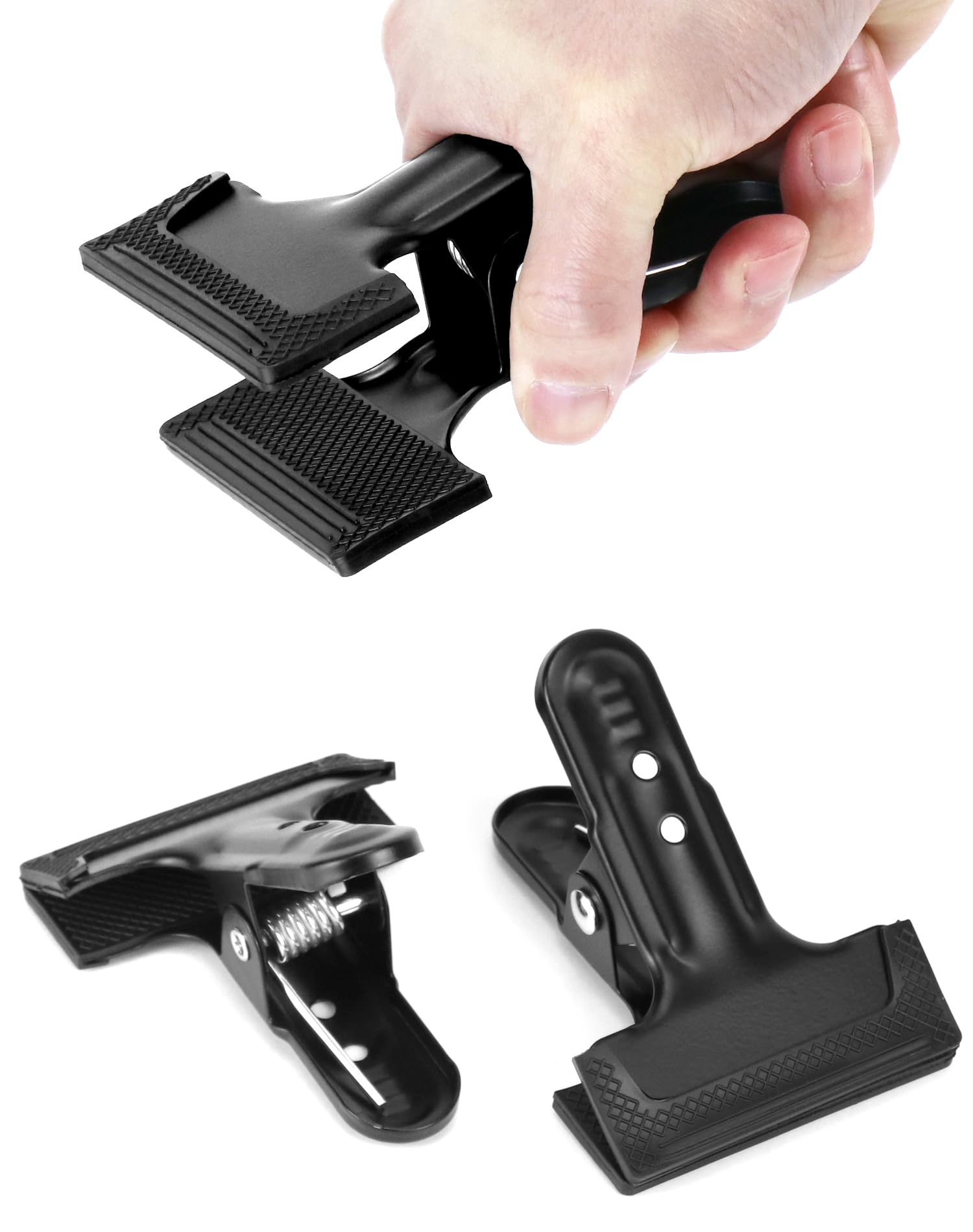 QWORK® Lot de 8 Pinces à Ressort, mâchoires de Serrage Fortes, Protection en Caoutchouc, Clips de Fond d'appareil Photo Polyvalents