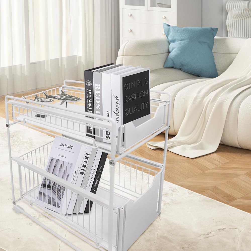 Doppio ripiano sottolavello resistente struttura in acciaio al carbonio soluzione salvaspazio per cucina, bagno e ufficio e design elegante