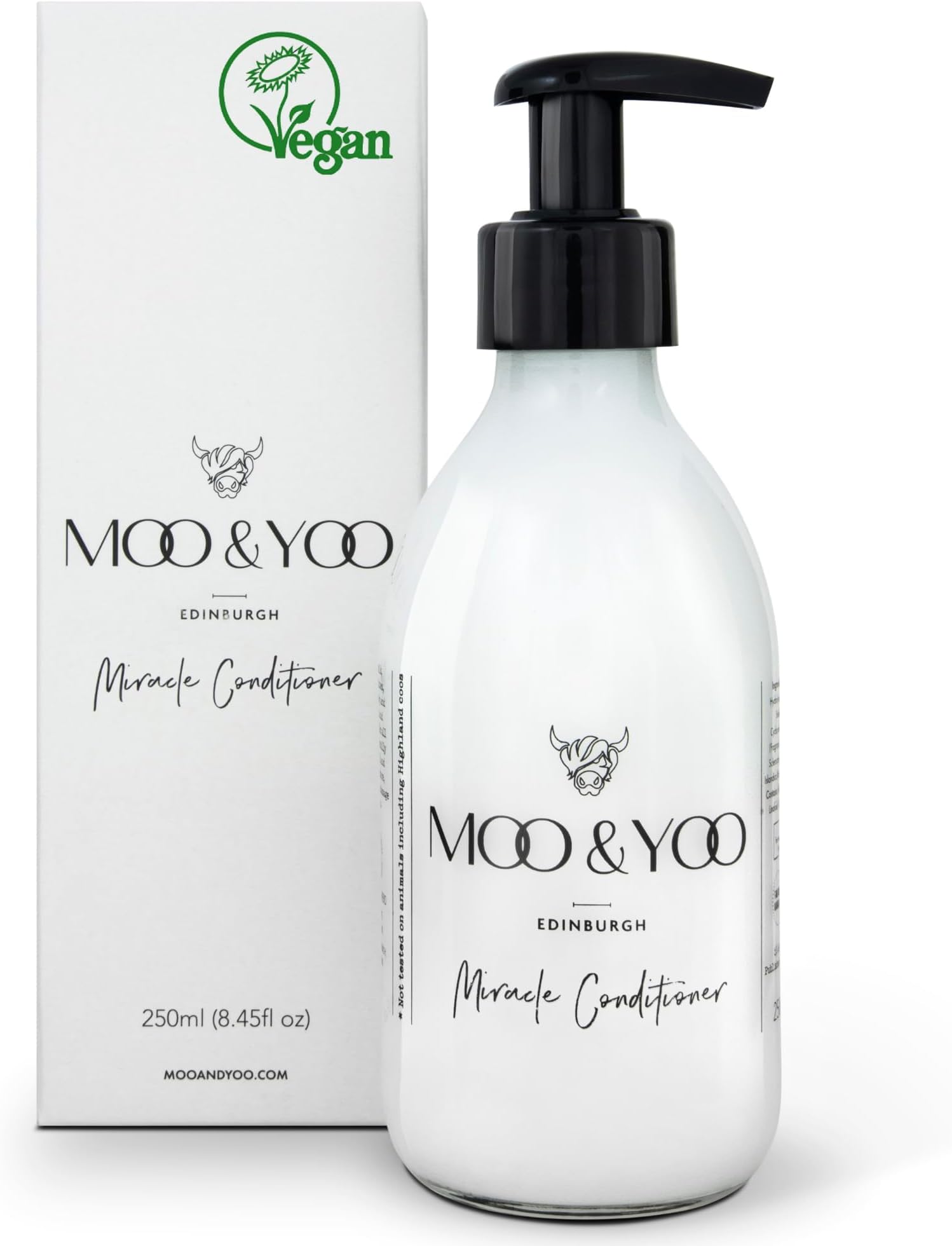 Miracle Hair Conditioner - Marula Oil, Icelandic Moss & Wheat Protein - Colour Safe Conditioner - Vegan & Cruelty Free Hair Products - 250ml Recyclable Glass Bottle