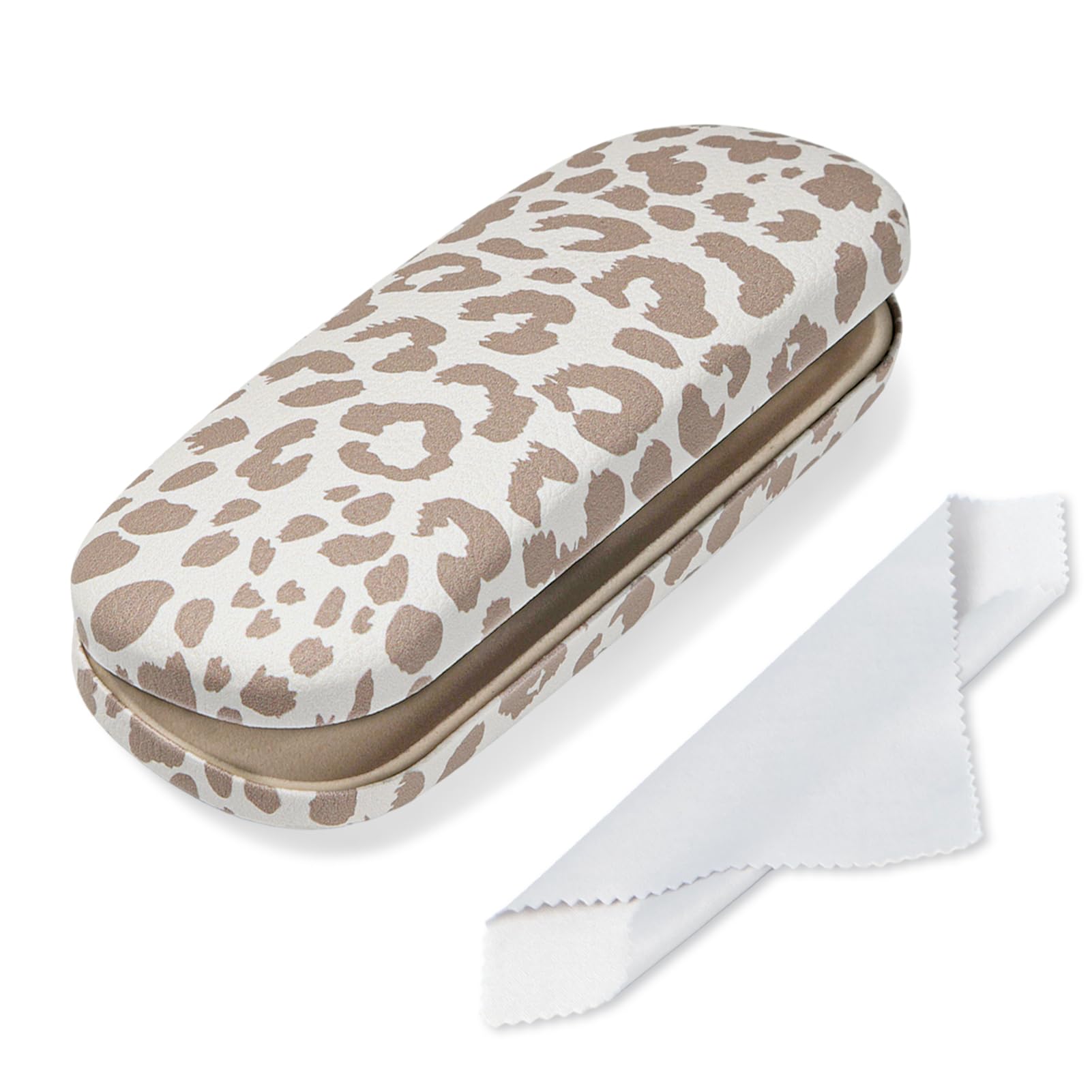 Glasses Case Hard Shell, Cute Sunglasses Case for Women Leather Protective Case for Eyeglass with Cleaning Cloth-image-34