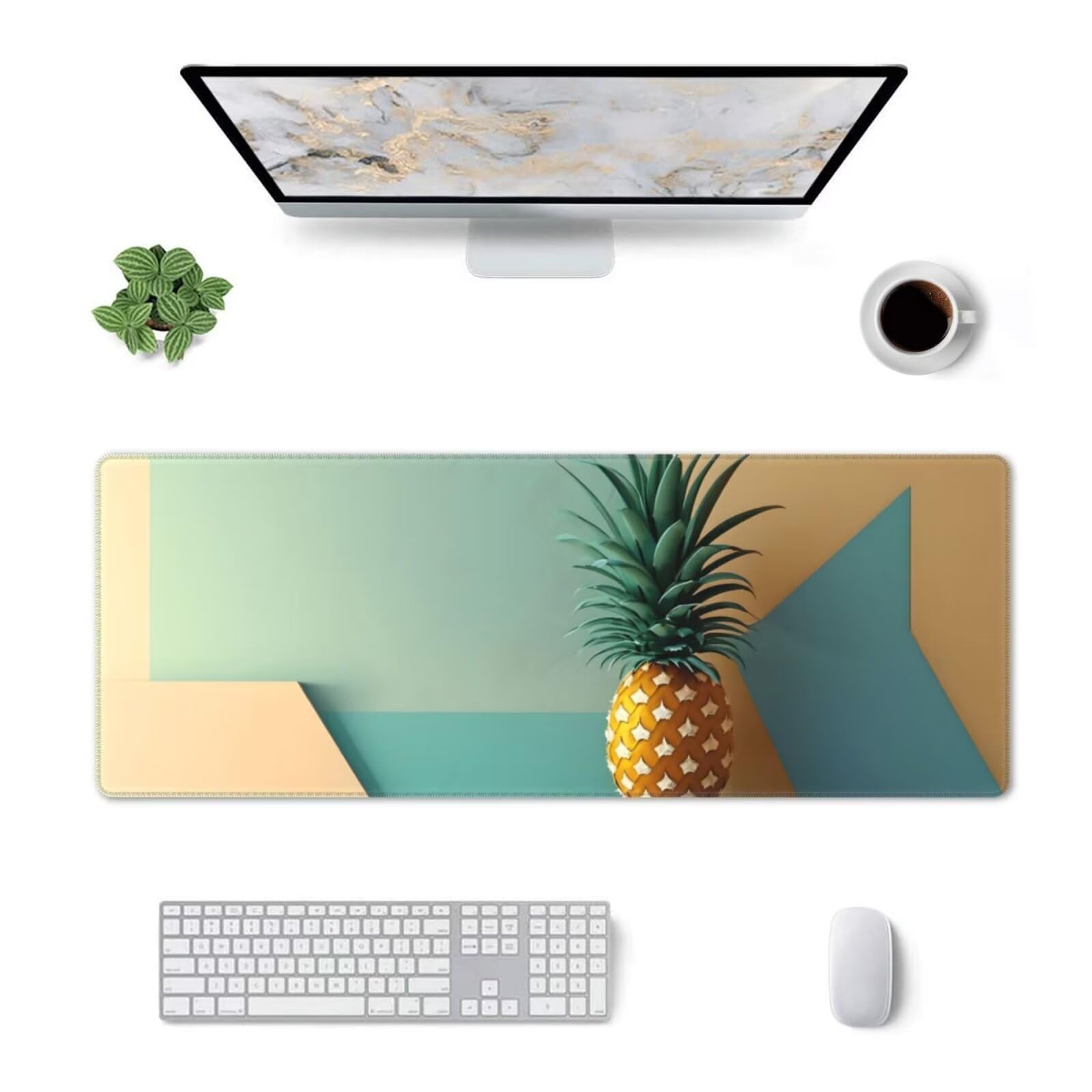 Tappetino Mouse, Tappetino Mouse Gaming Grande XXL 1500x800x3mm Tappetino Scrivania Mouse Pad, Base in Gomma Antiscivolo, Bordi Cuciti,Lavabile, Mousepad per Ufficio e Gaming (ananas) R-50