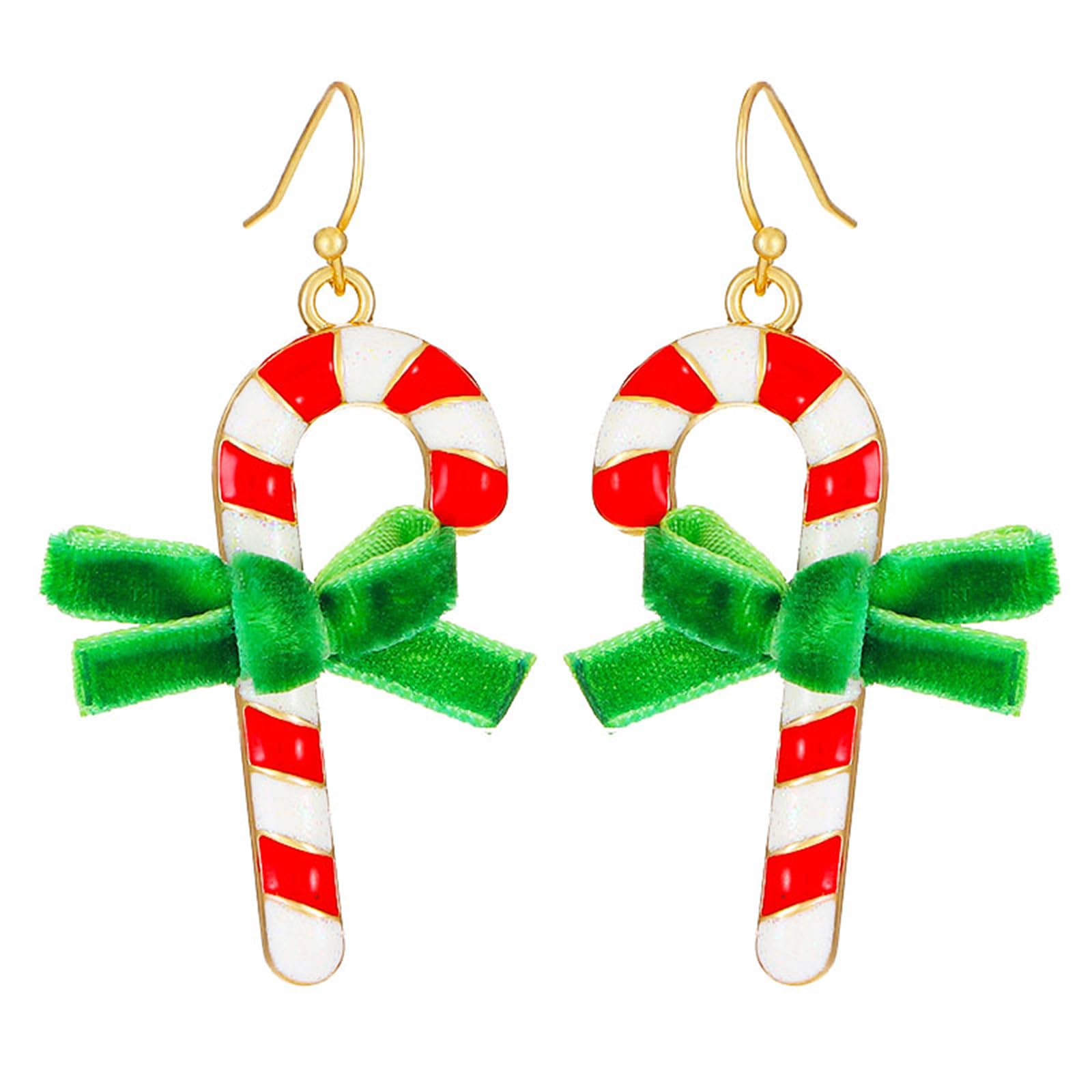 Christmas Candy Cane Earrings for Women Cute Creative Christmas Earrings Christmas Tree Gingerbread Man Earrings Unique Ornament Dinosaur Funny
