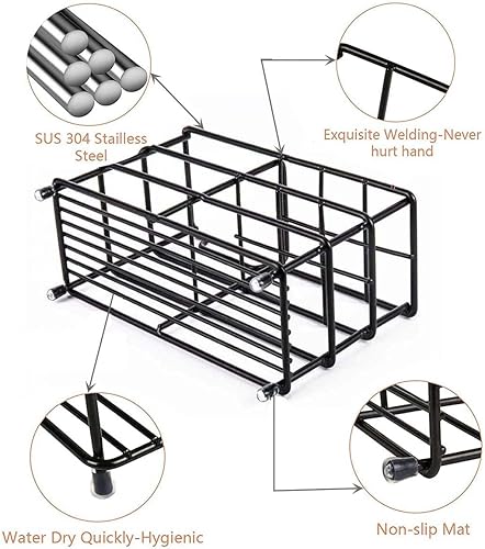 Vista 17 de Soporte para cepillos de dientes para baños, baño de acero inoxidable, cepillo de dientes negro y soporte para pasta de dientes