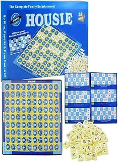 Housie - Board Game with 48 Reusable Cards & Tile Fixable Board Game