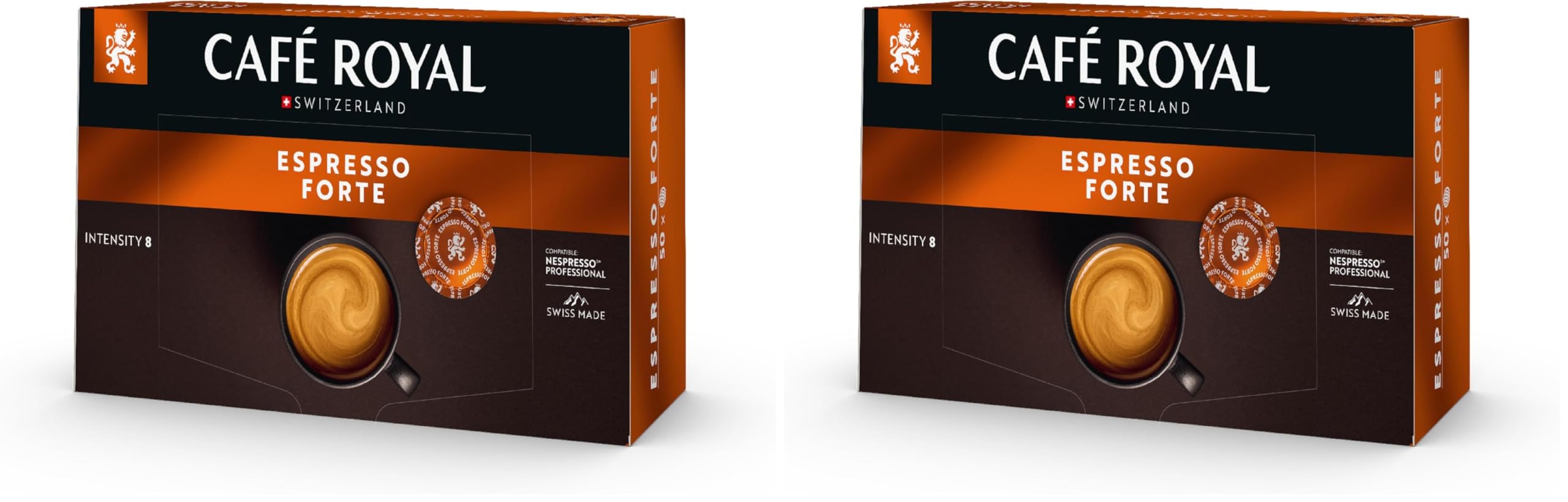Café Royal Espresso Forte 50 Dosettes de Café Compatibles avec Nespresso (R)* Business Solutions (R)*, Intensité 8/10, 300 g (Paquete de 2)