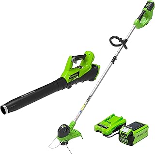 Greenworks G-MAX 40V Cordless String Trimmer and Leaf Blower Combo Pack, 2.0Ah Battery and Charger Included STBA40B210