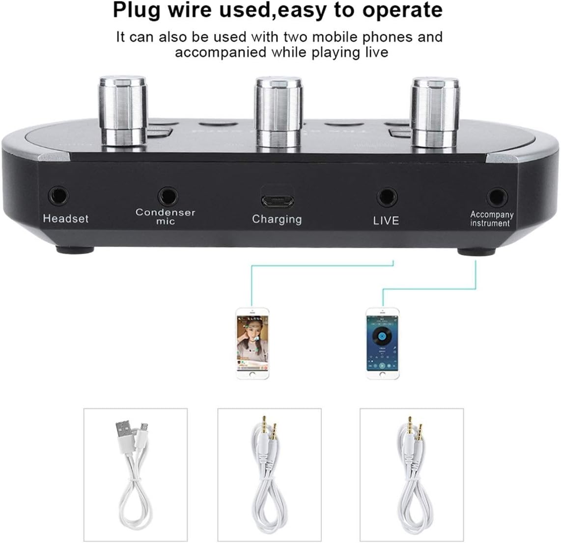 Sound Card USB Audio Interface External Internet LIve Streaming Musik Live Applicable or Recording Microphone Guitar Rnchor