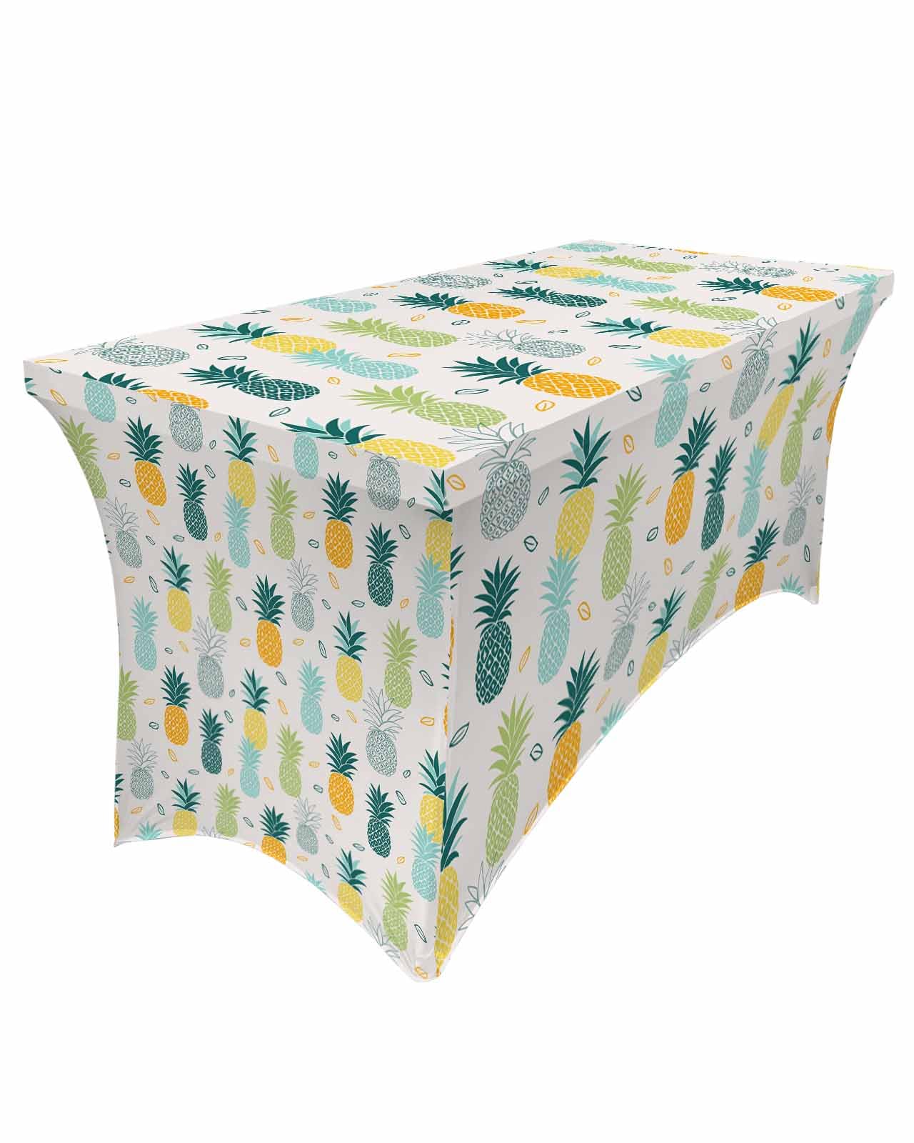 Table Cloth Rectangle Table Summer Tropical Pineapple Fruit Fitted Stretch Spandex Table Cover 6ft Tablecloth Table Protector for Party, Event,