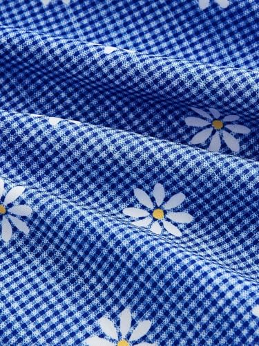 Image of Narecte Summer Dresses for Women,Tie Halter Mini Dress,Floral Print Short Dress,Ruffle Trim Casual Dresses