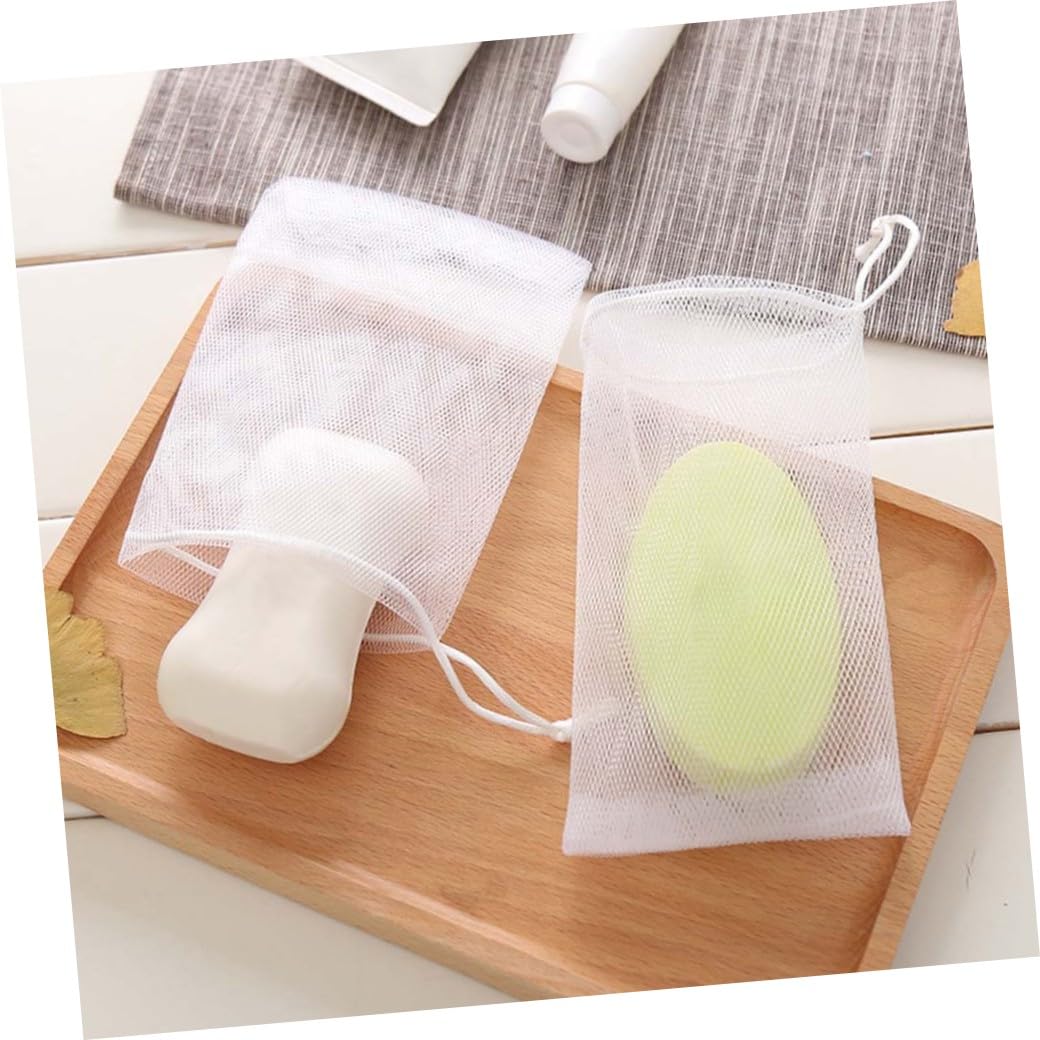 10Pcs Foaming Mesh Soap Pouch Net for Home Cleaning Yarn White