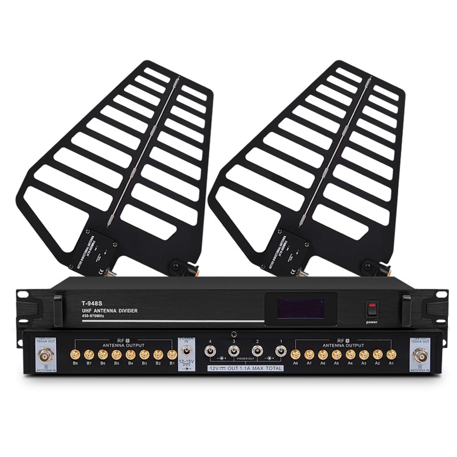 Bezprzewodowy system dystrybucji anteny UHF, 16-kanałowy wzmacniacz sygnału mikrofonowego, częstotliwość 500-950 MHz, długi zasięg 900 m dla wydajności scenicznej