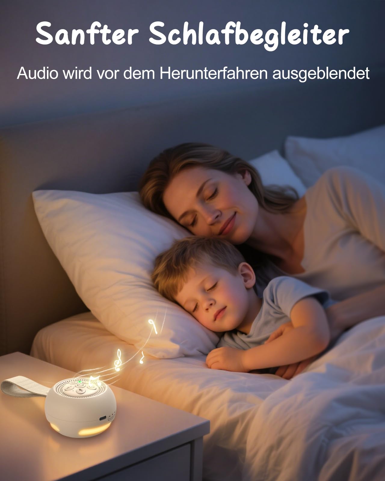 Babacom Tragbare White Noise Machine Baby mit Sprachaufzeichnung – 15 beruhigende Geräusche, weißes Rauschen Lautsprecher Zum Schlafen mit Nachtlicht & Timer Funktion für Babys, Musikinstrumentzubehör