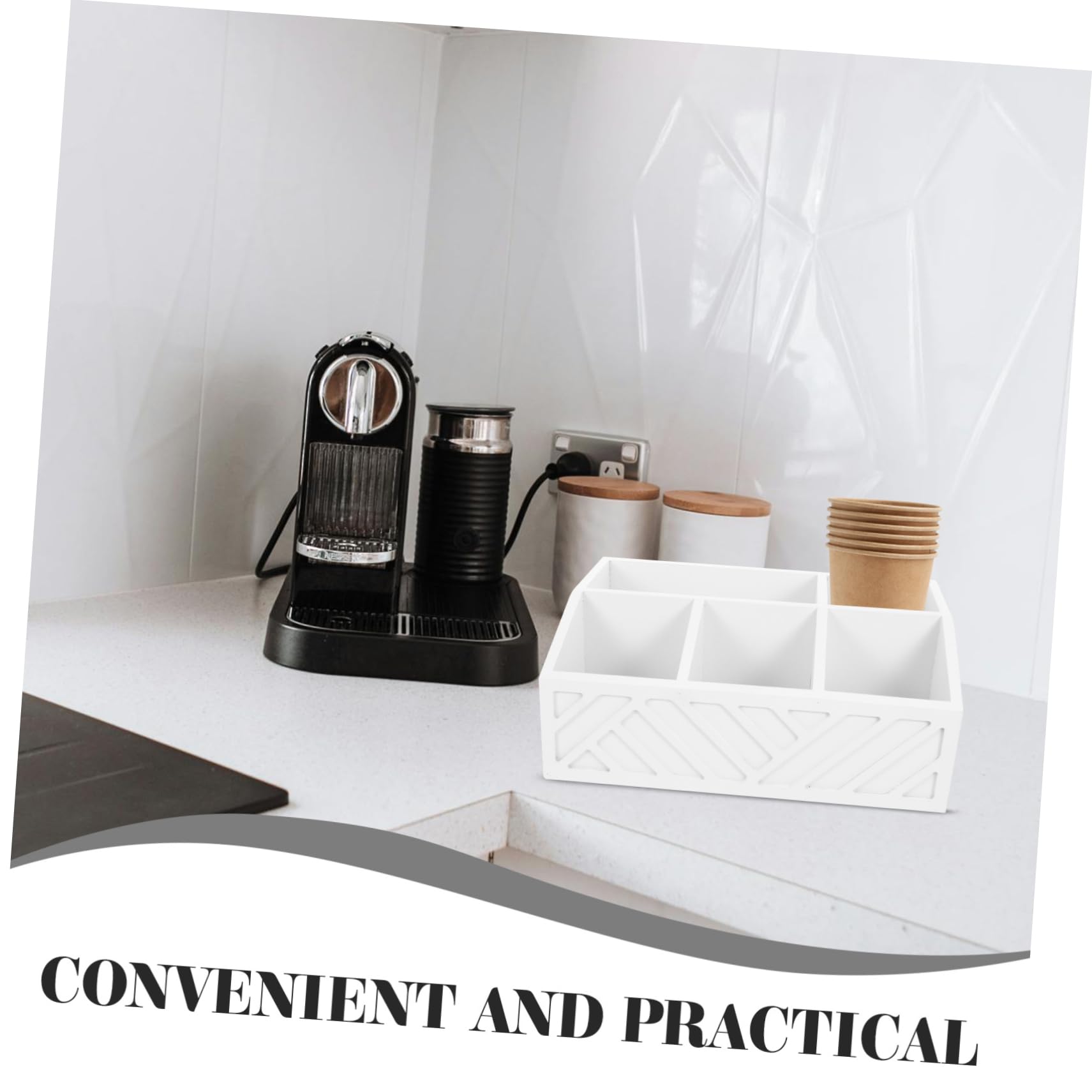 Garneck Tea Organizer for Cabinet Wooden Tea Box Smooth Edges for Kitchen Countertop Bar