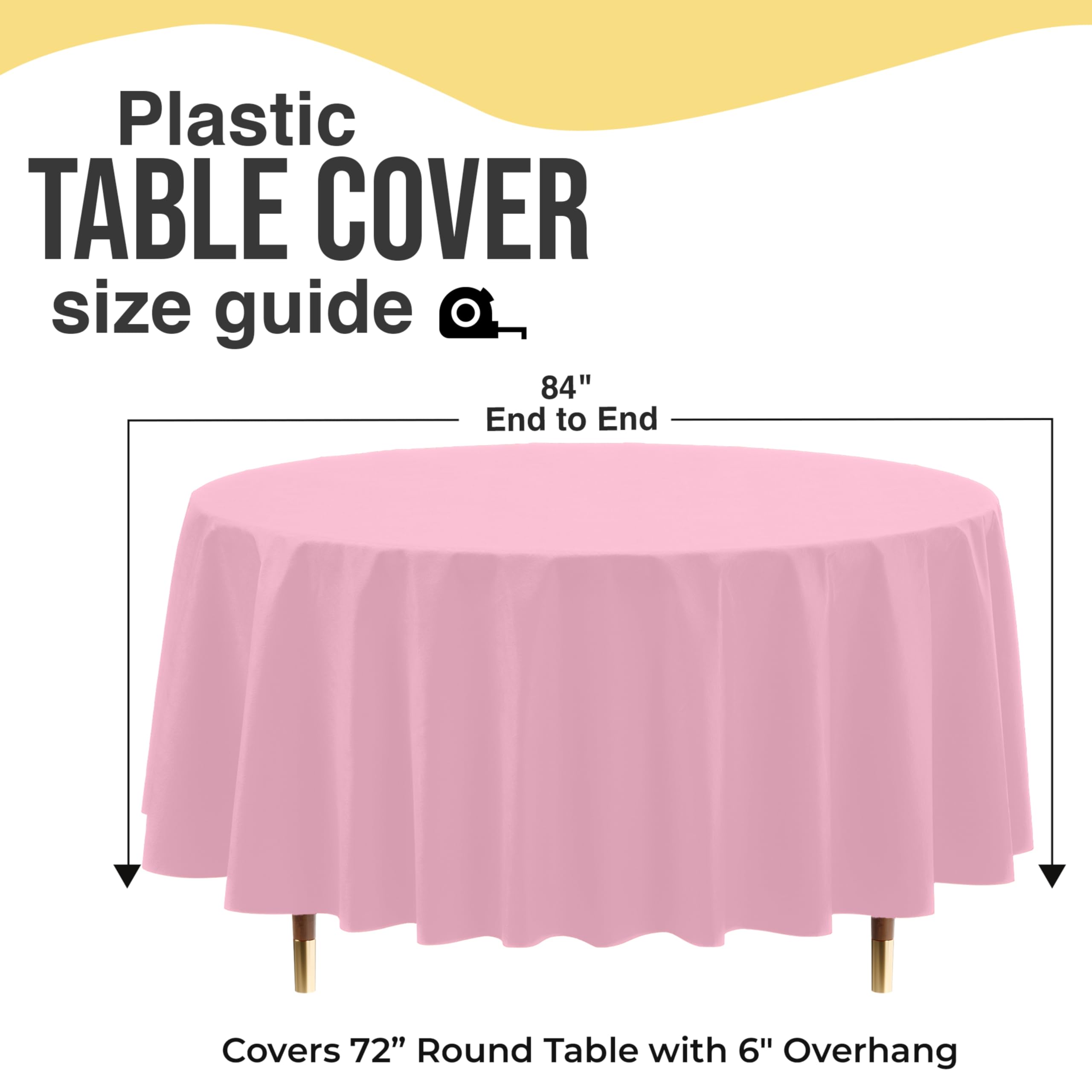 Exquisite 66% Thicker Premium Pink Round Tablecloth 0.5 Mil 6 Pack Plastic Table Cloth 84 Inch Round Plastic Tablecloth Won't Tear Easily Like Cheap Thin Brands - Image 2
