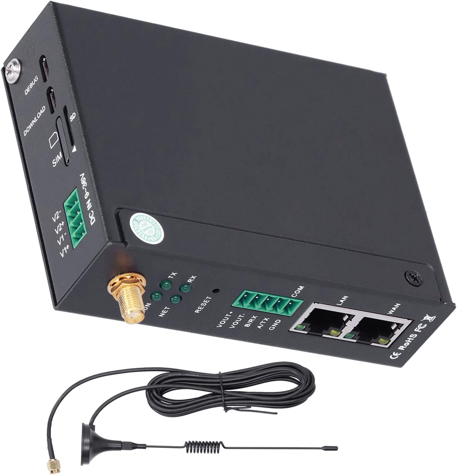 Wall-Mounted Gateway Router Switch, Metal Steel Data Encryption 4G Industrial IoT Gateway DNS Function for Modbus RTU Protocol(#2)