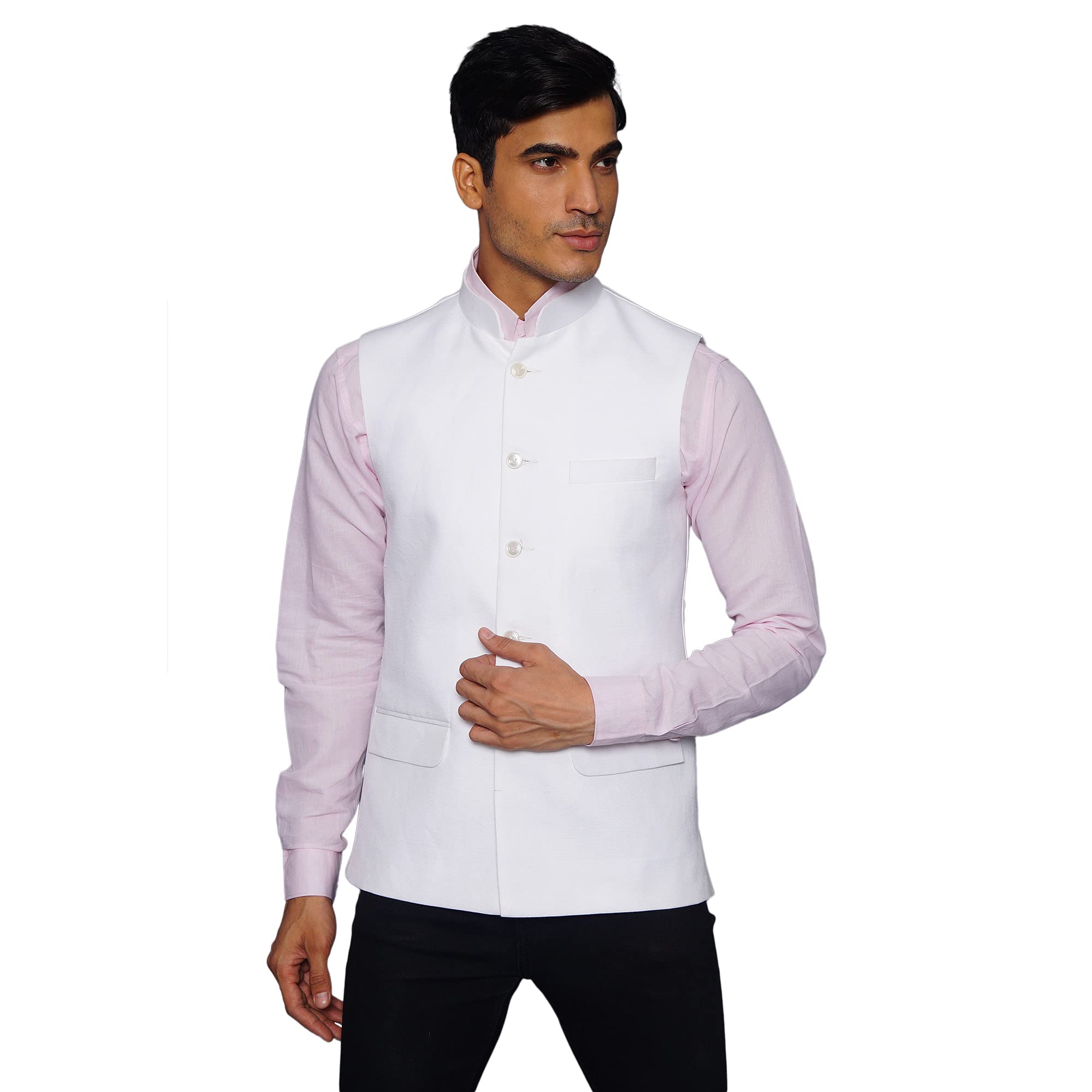 wintage Men's Linen Beige Waistcoat-picture-26