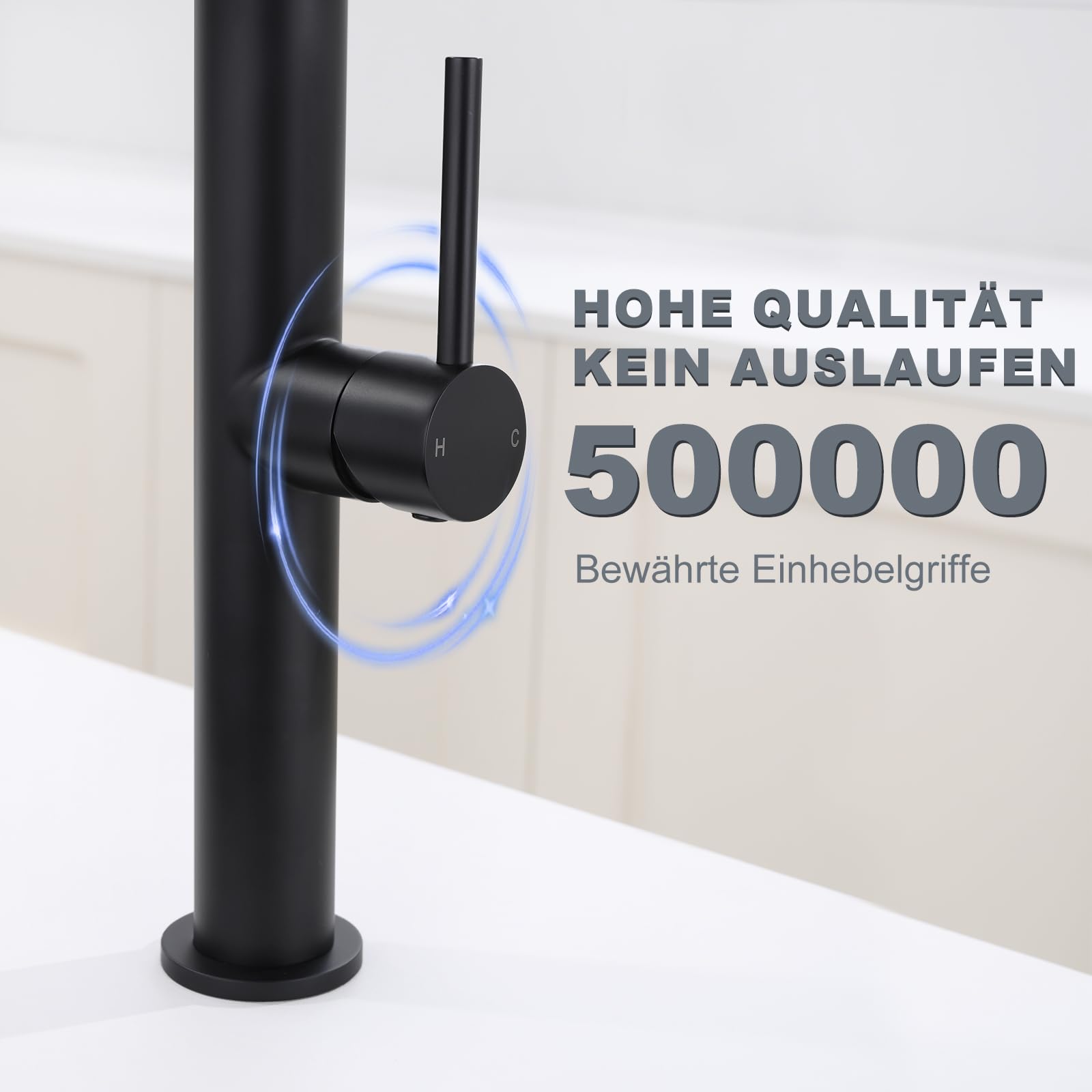 Tohlar Niederdruck Armatur Küche Schwarz, Einhebel Wasserhahn für Boiler | Niederdruck Küchenarmatur mit 3 Anschlüsse, 360 ° Drehbare Spültischarmatur, Mischbatterie aus Edelstahl