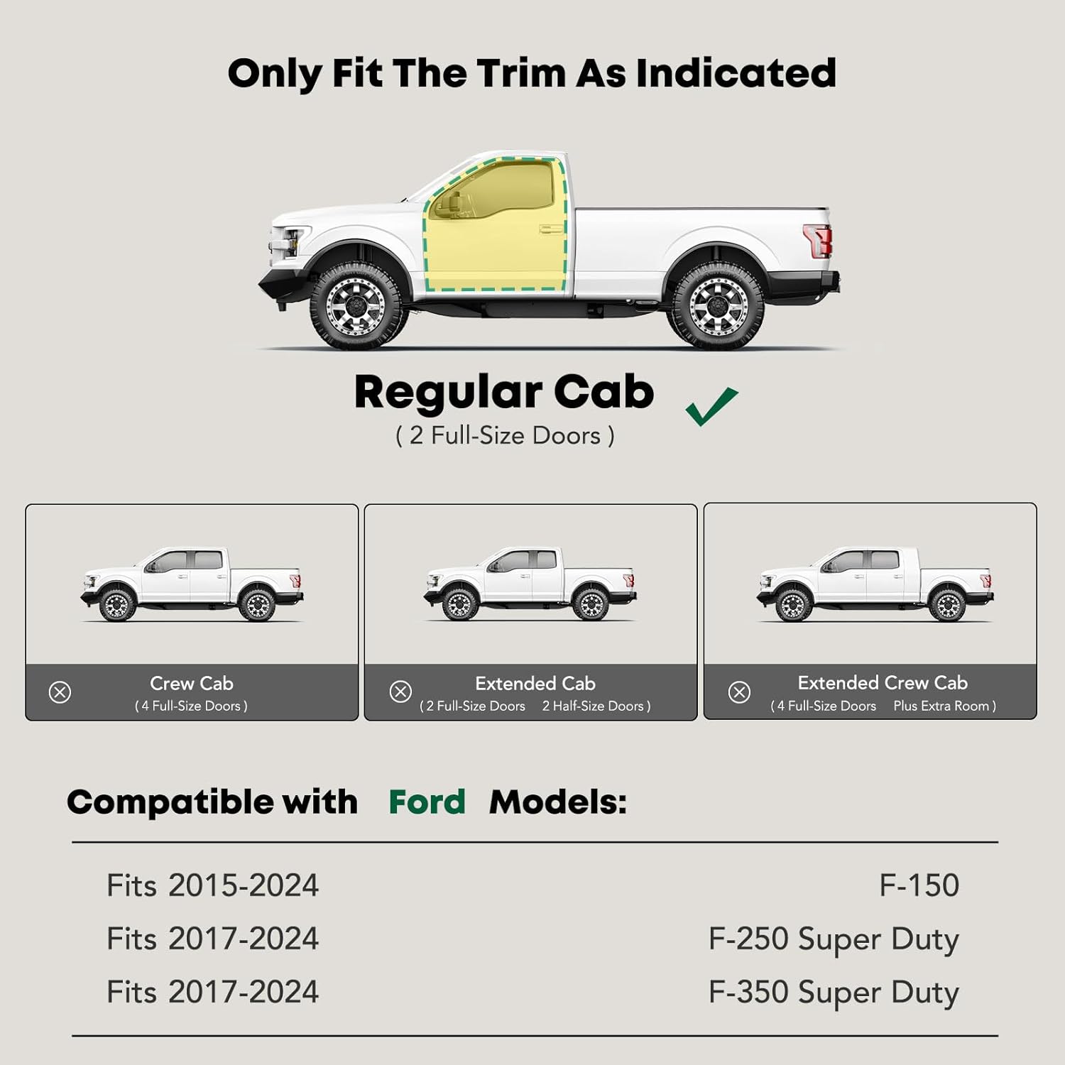 YHTAUTO 5" Running Boards Side Steps Compatible with Ford F-150 15-26, F250/350/450/550 Super Duty 17-26 Standard/Regular Cab, Oval Straight Stainless Steel Polished Chrome, Truck Cab Side Step Rails