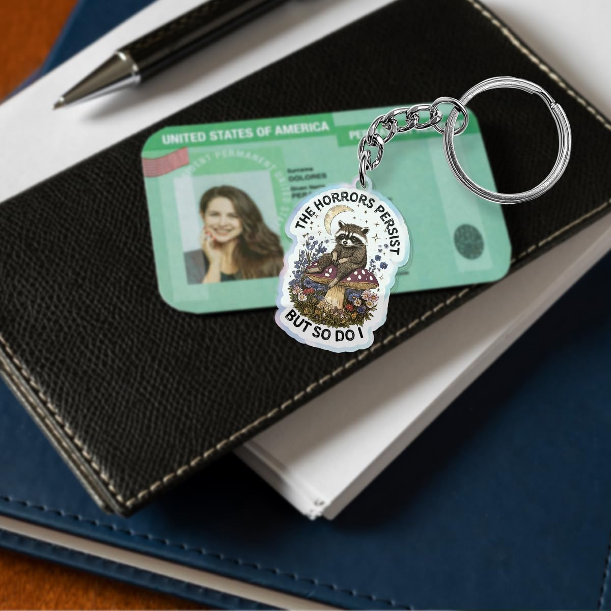 Nurse Keychain, Cute Raccoon Decor Acrylic Emotional Support Keychain Inspirational Raccoon Gifts for Motorcycles Cars Backpack Handbag -3 - Image 4