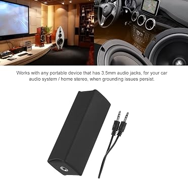 Ground Loop Isolator, Ground Loop Noise Isolator Noise Filter Eliminator with 3.5mm Audio Cable for Car Stereo Systems and Home Audio Systems