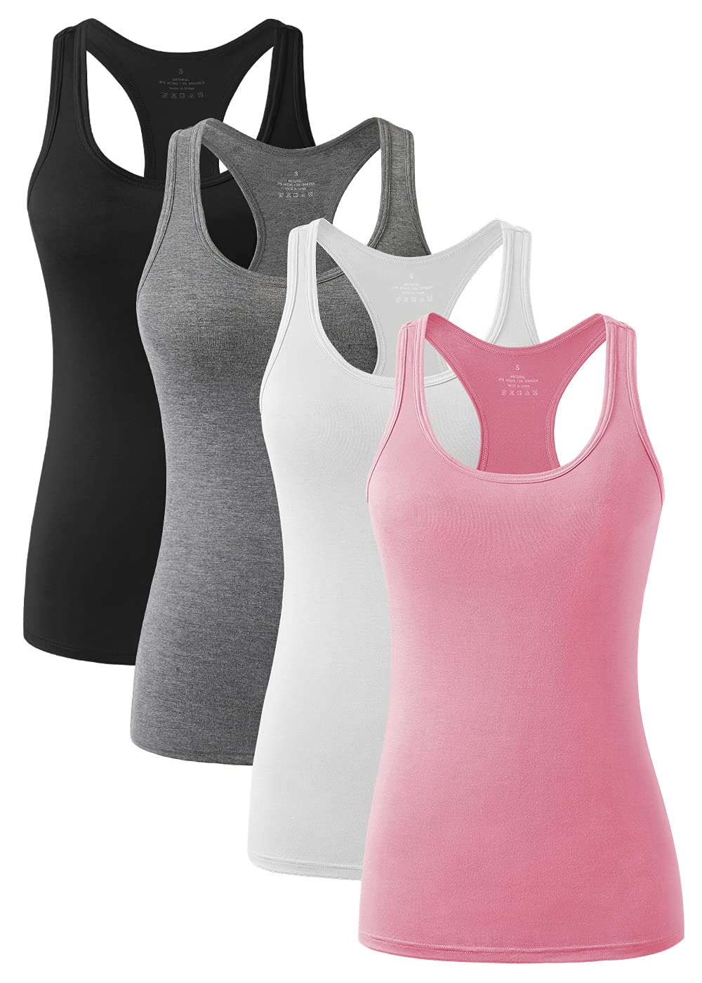 ROSYLINE Racerback Tank Tops for Women Workout Yoga Tanks Cami with Scoop Neck Activewear Undershirts 3-4 Pack