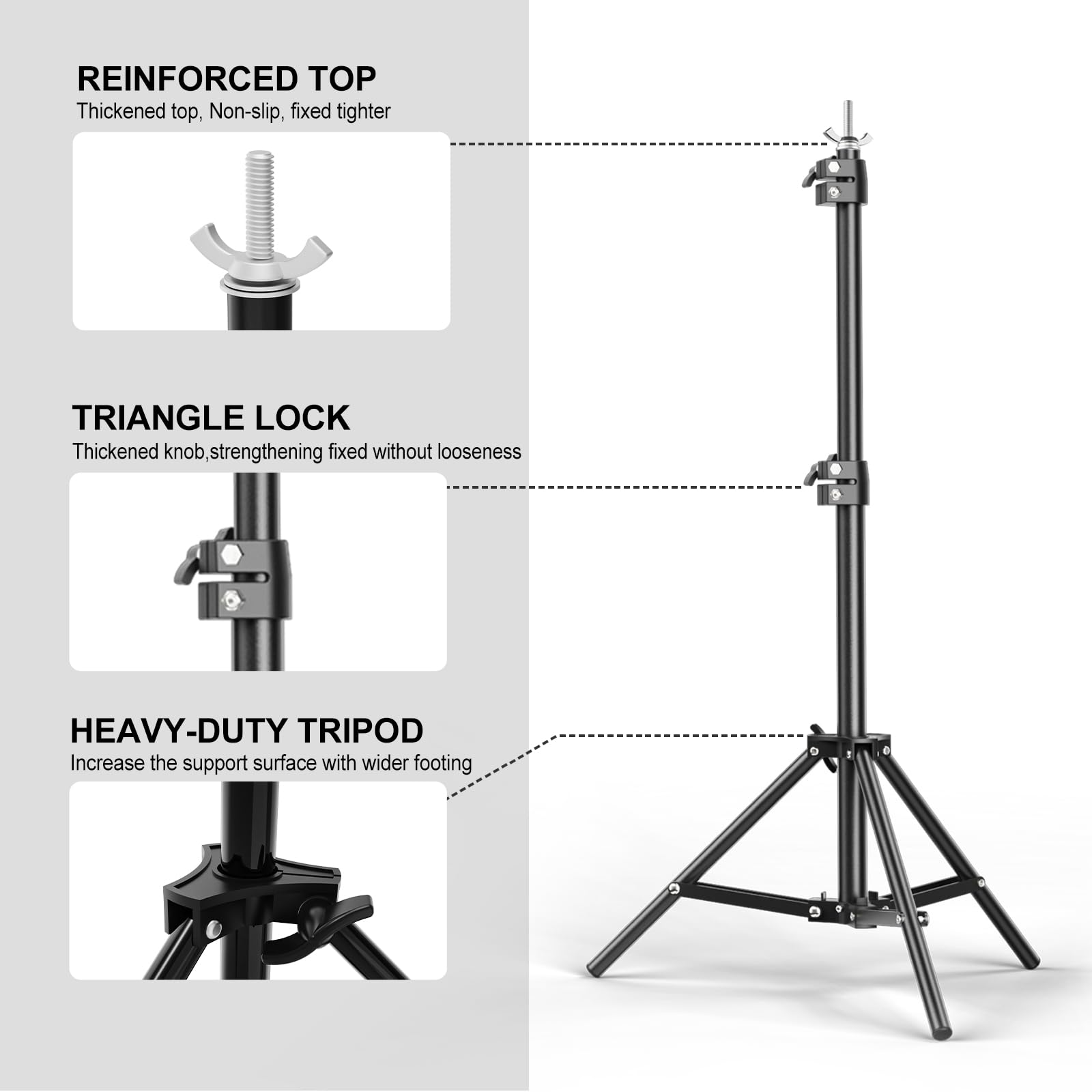 Soporte de telón de fondo de 6.5 x 6.5 pies, kit de sistema de soporte de fondo de fotografía ajustable con 4 abrazaderas y bolsa de transporte para fiestas, bodas, fotografía, decoración de