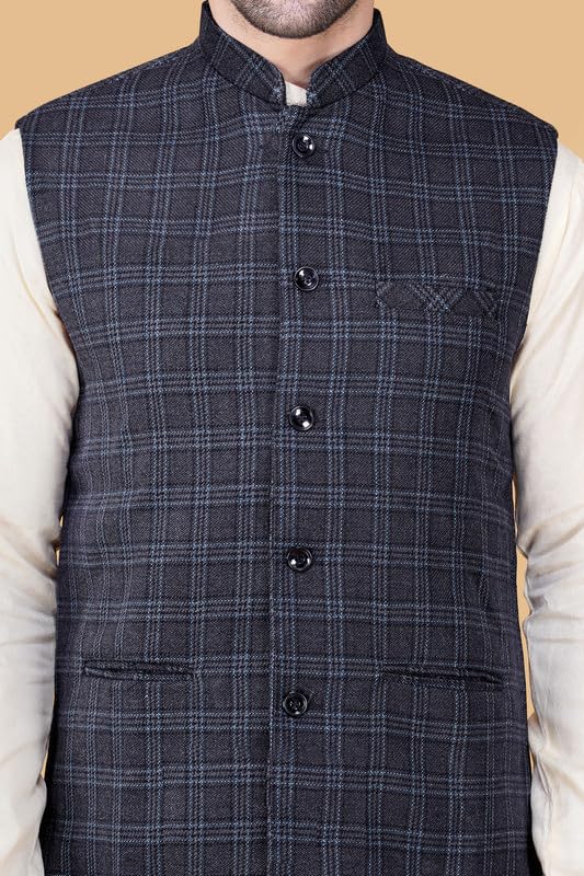 Image of VASTRAA FUSION Men's Traditional Woolen Nehru Jacket Modi Waistcoat