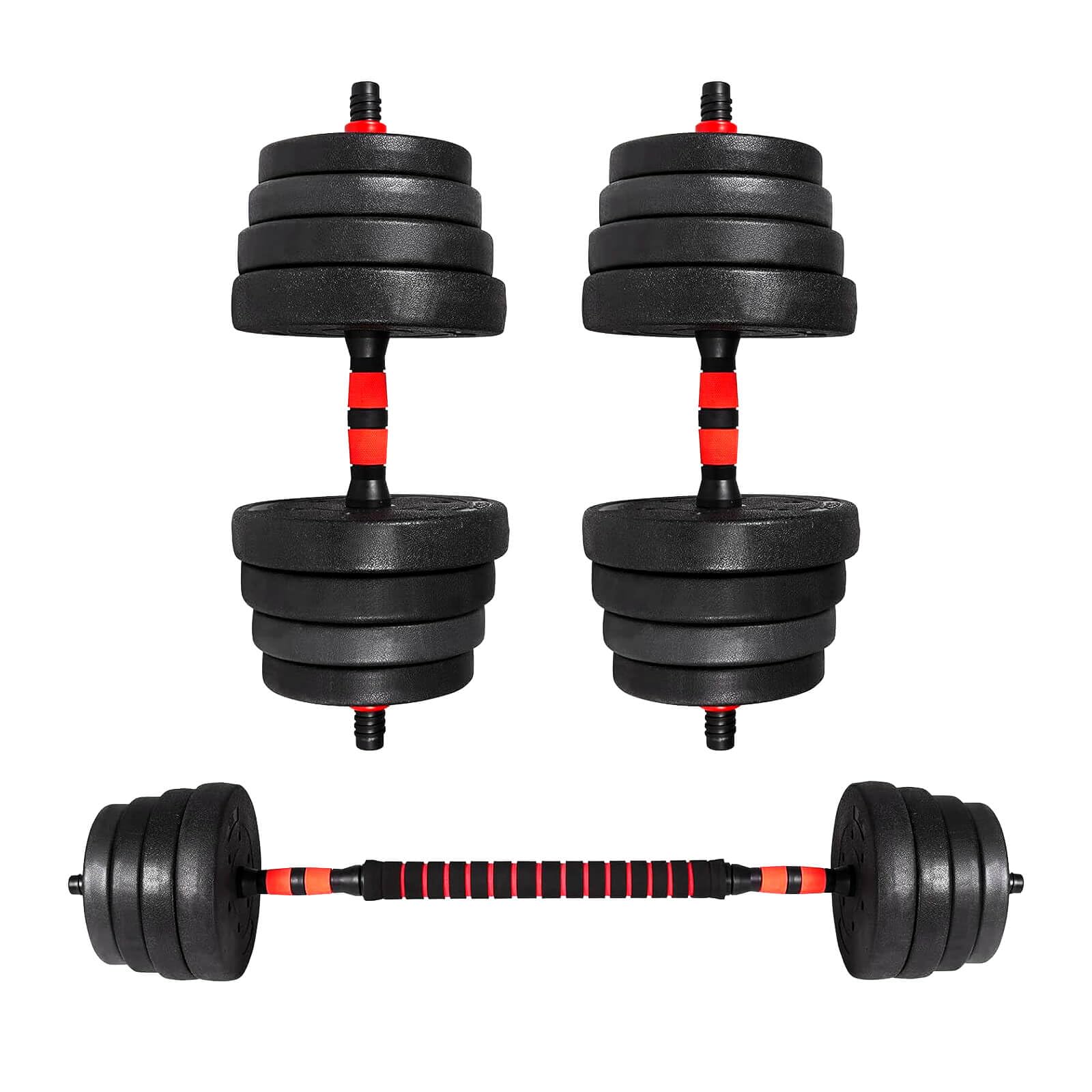Mancuernas 10/15/20/30/40/50KG, Pesas y Mancuernas Ajustables, Barra de Conexión y Extensión, Mangos Antideslizantes, Juego de Mancuernas 3 en 1, Pesas Ajustables, Gimnasio en Casa