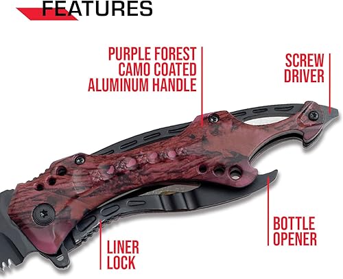 Miniatura 4 de Tac Force Serie TF-705, cuchillo plegable táctico, apertura asistida, hoja semidentada, 4-12 pulgadas cerrado