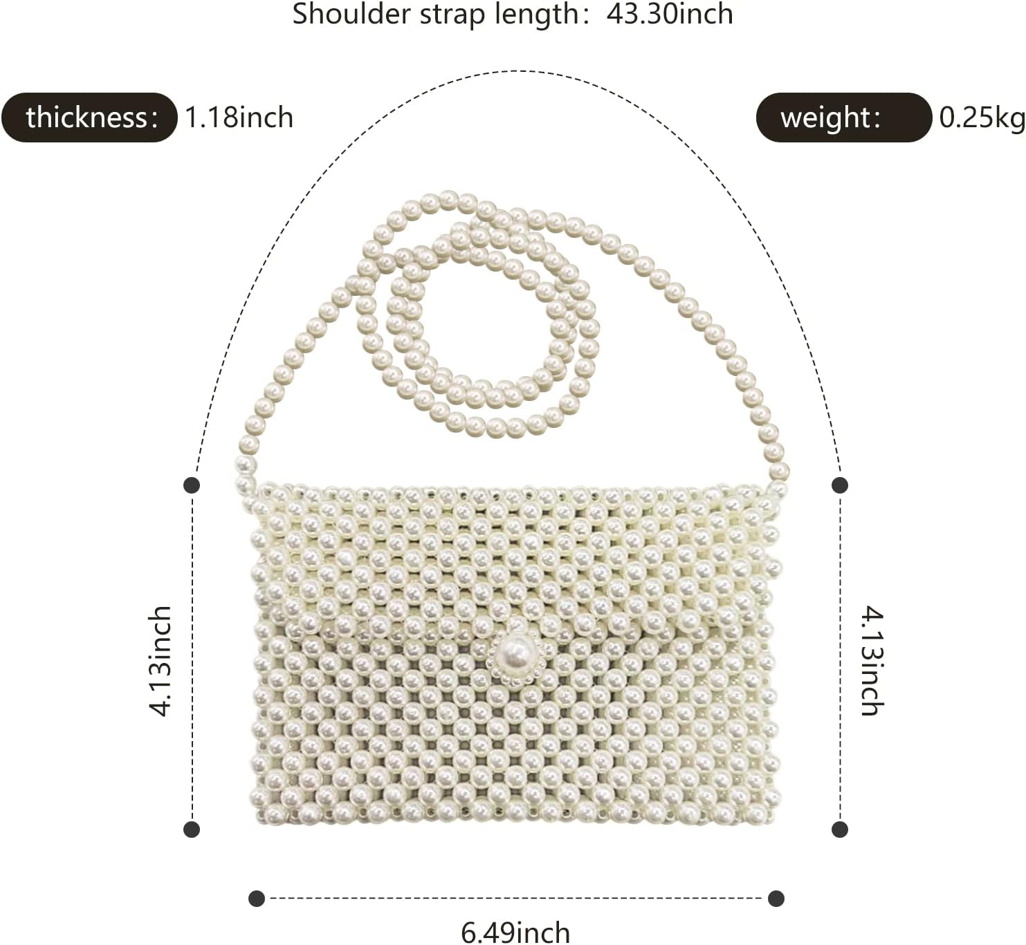 Pearl Purse for Women,Beaded Purse Bag,Pearl Clutch for Women Party Appointment - Image 8
